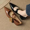 2024 New Flat Bottom Temperament Women's Single Shoes Autumn Pointed French One Button Mary Jane Soft Sole Shoes for Women 35-40 1