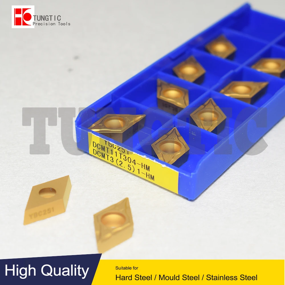 

DCMT11T304-HM DCMT11T308-HM DNMG110408-PM YBC251 CNC Tools Insert Lathe Machining Tools Lathe Cutting Tool Metal Turning Tools