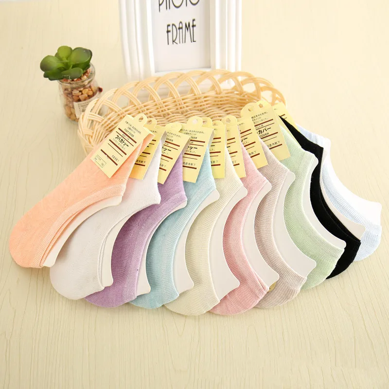 

Thin Invisible Summer Women's Boat Socks Women's Short Cotton Socks Candy Color Non-slip Silicone Shallow Mouth Boat Socks Cute