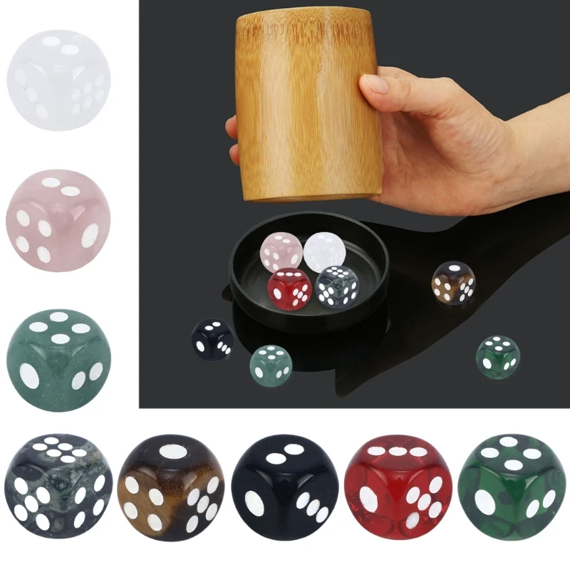 

Natural Stone D6 Dice Handmade Carve Gems Rose Quarts Healing Crystal Reiki Energy Dice Bar Party Club Pub Board Table Games