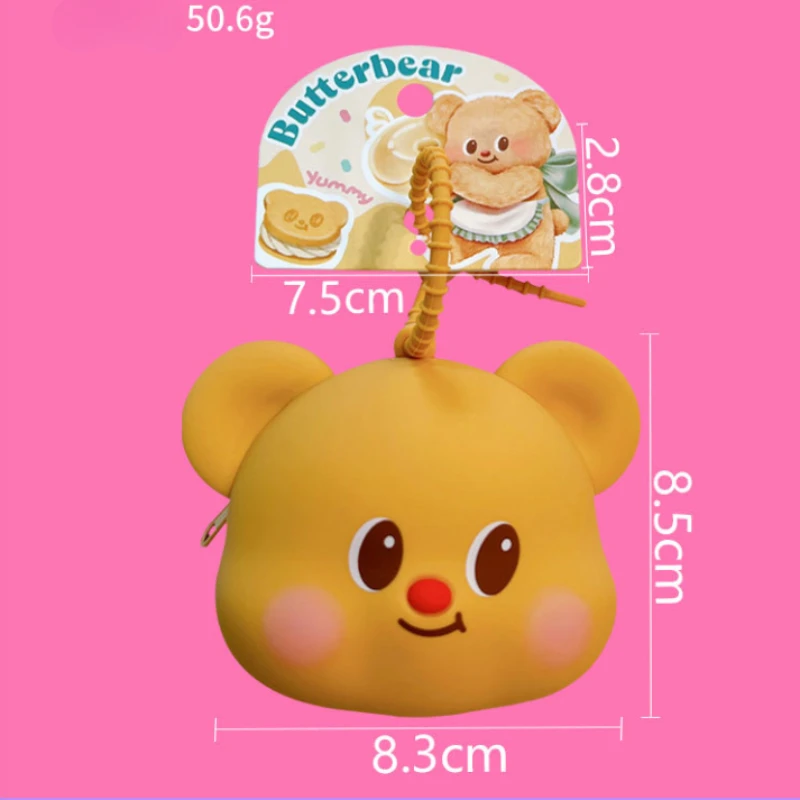 Butter Bear Wallet Keychain Small Pendant Cartoon Cute Storage Bag Handbag Accessories Earphone Bag Keychain Kawaii Lanyard 6
