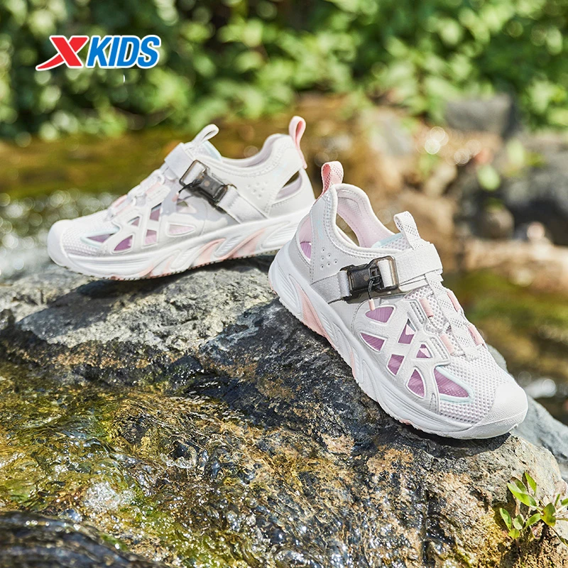 Xtep Middle-large Children's Shoes 2025 Summer Girls Sandals Breathable Casual Waterproof Non-slip Beach Shoes 675214509111
