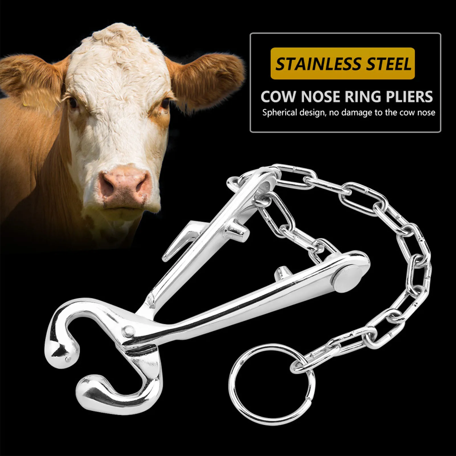 Anello da Naso per Bovini a Molla, Clip Naso Mucca Senza Perforazione, Accessorio Allevamento Bovino, Design Liscio e Leggero