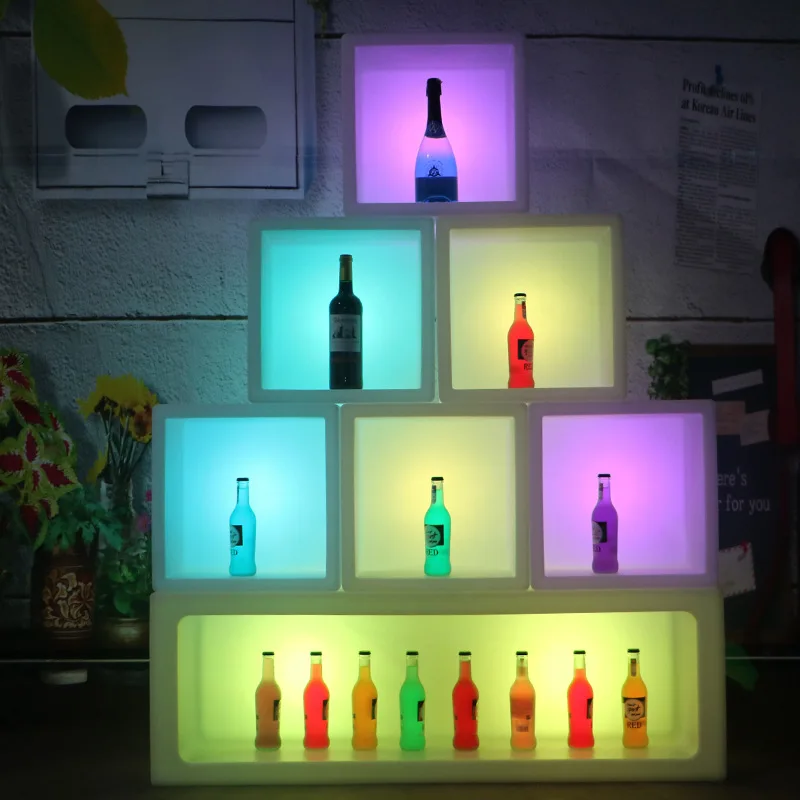 

Luminous LED Rechargeable Display Bar Cabinet 40CMx40CMx40CM Colorful Changed Wine Cabinet Bars Disco Party Supplies