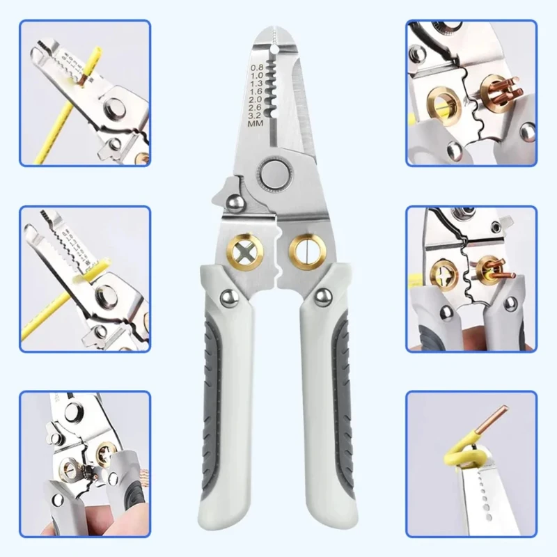 Multi-Function Professional Elbow Wire Stripper Pliers Crimping Tool Cutter Wiring Scissors Electrician Wire Crimping Hand Tool