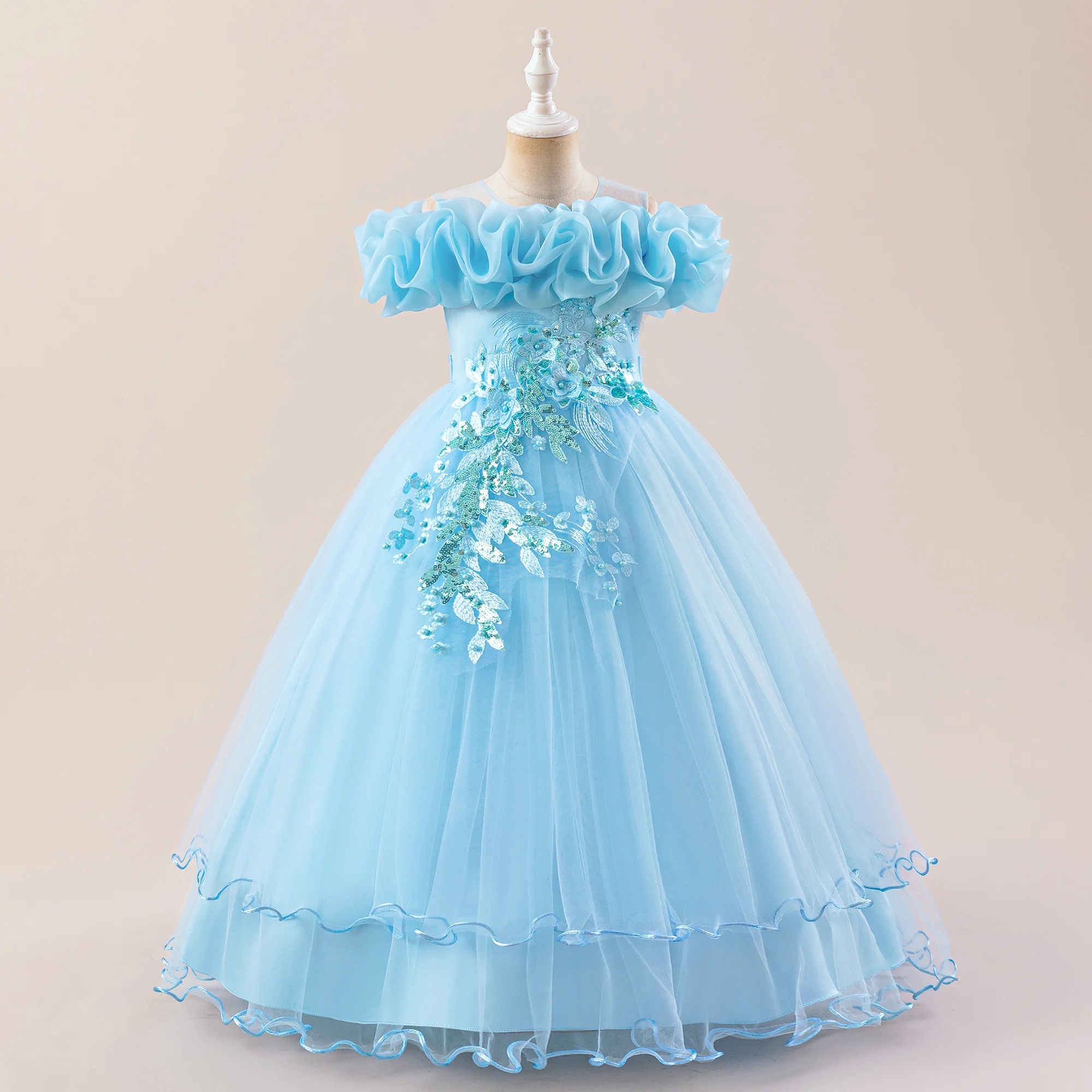 Elegant Pink Flower Girls Party Dress - Bridesmaid Ball Gown & Princess Dress