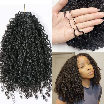 Afro Curly Feather Crochet Human Hair Extensions Knotless Kinky Spirals Curly Install and Remove Faster Braid 100% Human Bundles 1
