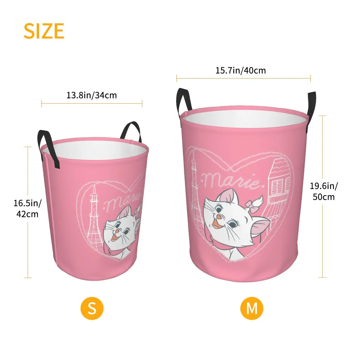 Custom Cute Cat Marie Kitten Cartoon Laundry Basket Collapsible Animals Movies Clothes Toy Hamper Storage Bin for Kids Nursery 6