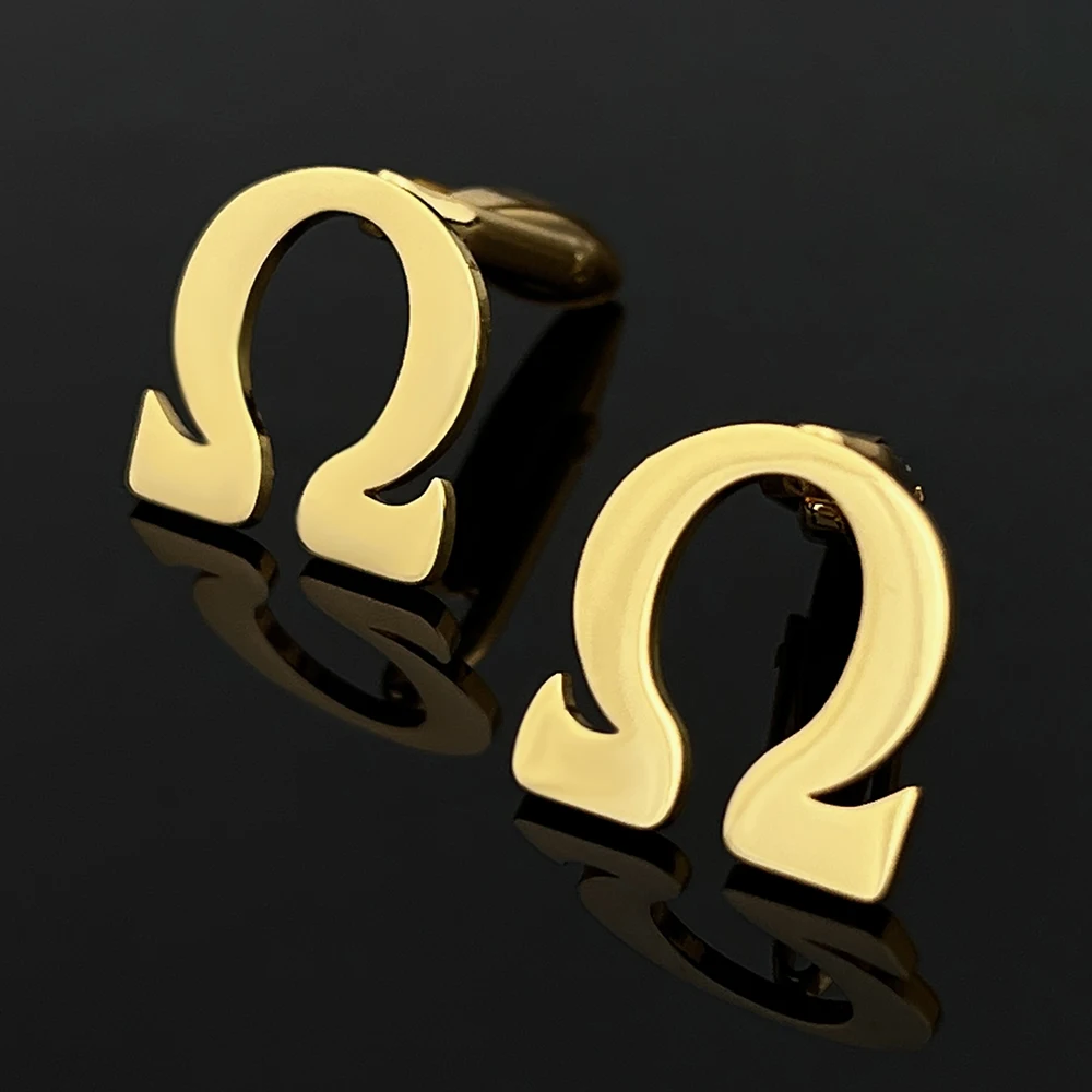 

Мужские Запонки Omega с греческими буквами, застежки для рубашек, зажимы из нержавеющей стали, свадебные украшения, Золотая Пряжка для жениха, Прямая поставка