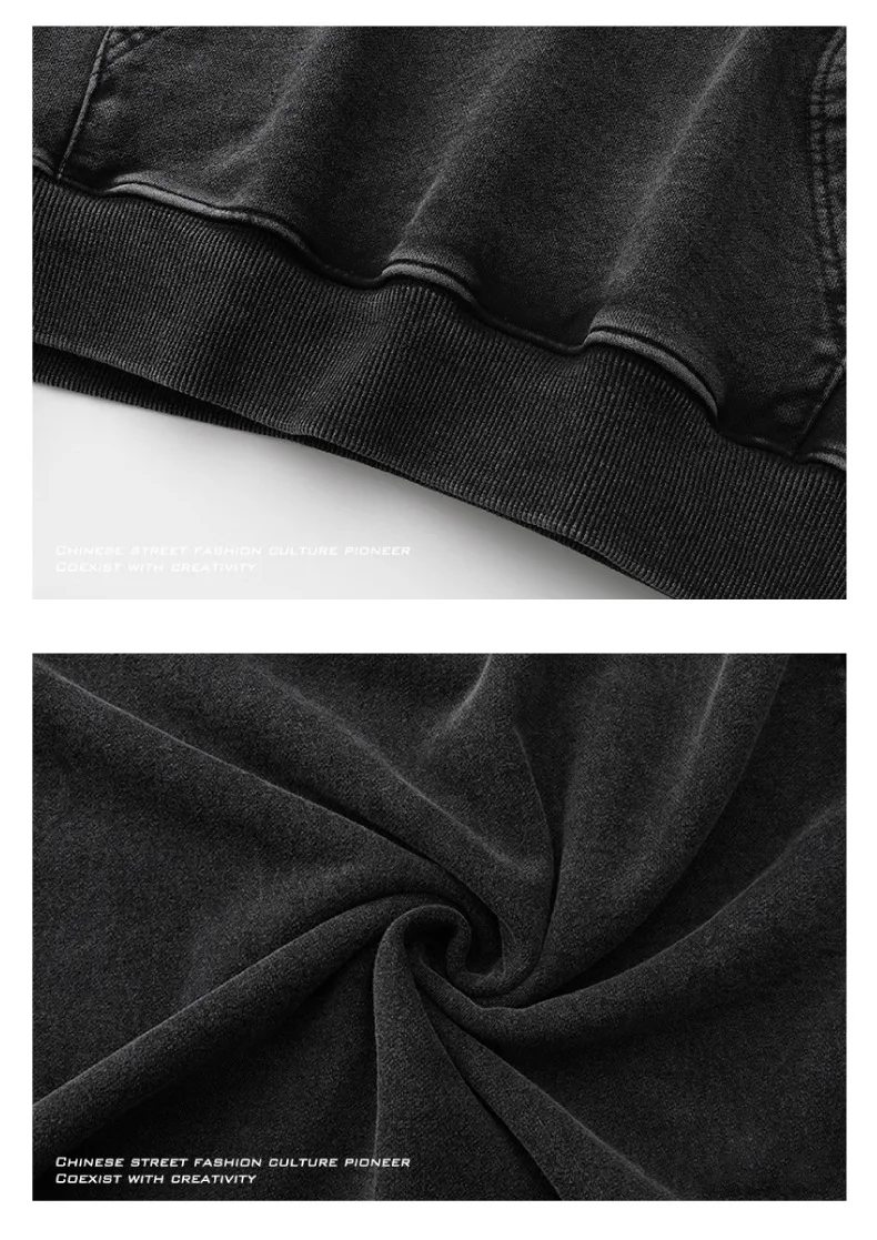 Customized Design Hoodie HD DTG Printing Vintage Washed Hooded Sweatshirts Hip Hop Oversized Pullover Harajuku Hoodie Men Cotton