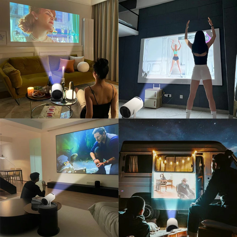 YYHC-안드로이드 홈 시어터 LED 스마트 휴대용 프로젝터, 4k 미니 hy300