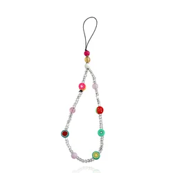 Elegant Pearl and Cherry Beaded Phone Chain and Charm Keychain Accessory (Phone chain 01)