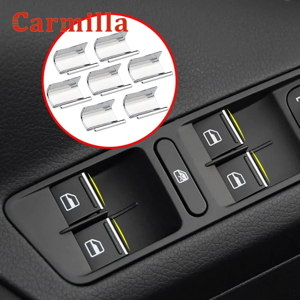 Car Moulding Decoration Interior Mouldings Interior Moulding Trim Strip Carmilla for Skoda Octavia Fabia 2 Yeti Car Door Window Lift Button Switch Sequin Interior Mouldings ABS Chrome Trim Accessories