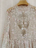 فستان سوسو نسائي بأكمام ثلاثة أرباع مع ترتر وتطريز زهور ، كم ثلاثة أرباع ، نمط ، ملابس خريف عتيقة جديدة ، 1