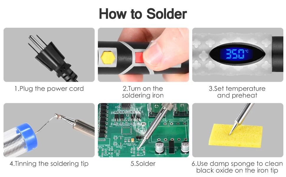 Soldering Iron Kit Upgraded 80W Adjustable Temperature Welding Tool Flux Paste Portable Fast Heat Guns lincoln electric ac 225 arc welder