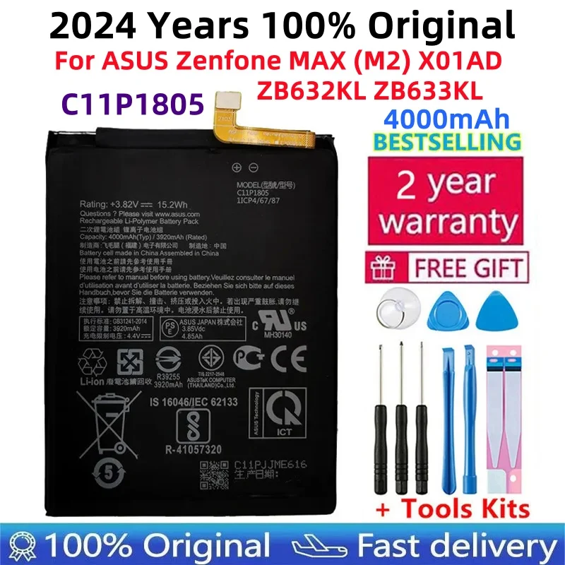 

100% Original Battery C11P1805 For ASUS Zenfone MAX (M2) X01AD ZB632KL ZB633KL High Quality Mobile Phone Battery Bateria+ Tools