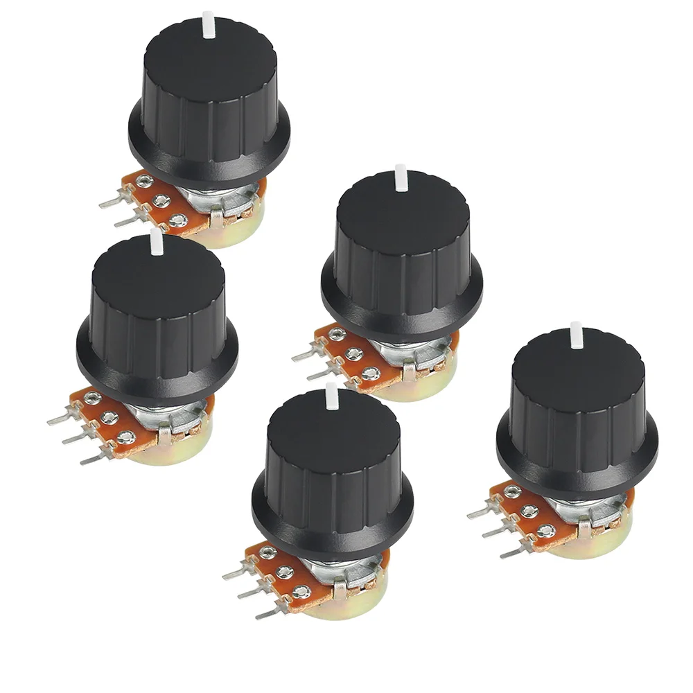 5Set WH148 Linear Potentiometer 1K 2K 5K 10K 20K 50K 100K 250K 1M 15mm 3pin with White 24x15mm Knob Cap Potentiometers Kit xcr3d 3d printer parts 100k b3950 ohm ntc thermistor cable 1m 2m with dupont terminal temperature sensor for heated 1pcs