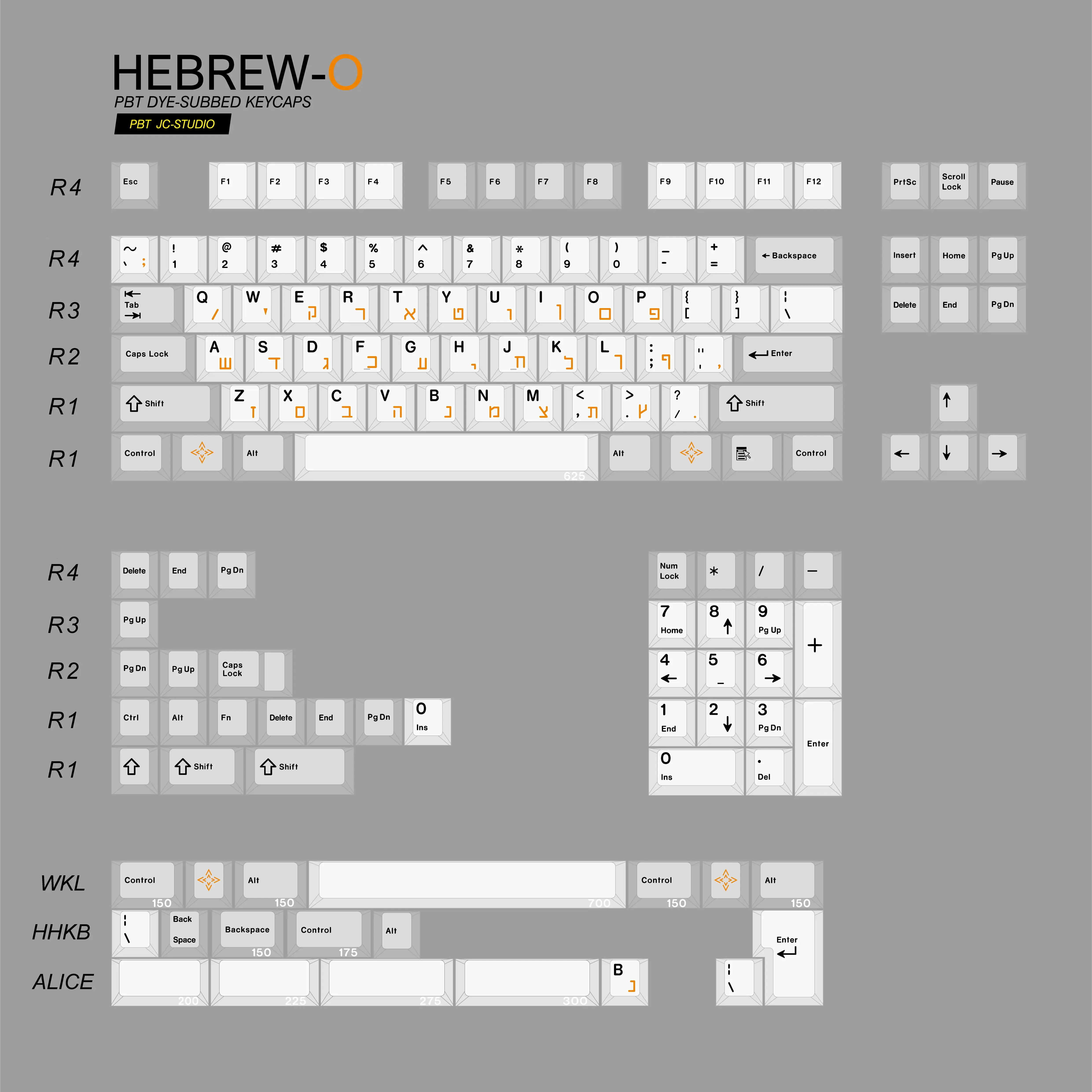 Teclado Mecânico Retro Keycaps Keycaps Faça Você Mesmo Hebraico Sub Legend Pbt Sublimação Perfil Cereja Estúdio jc
