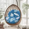 Waterproof Egg Chair Cushion Replacement Outdoor Hanging Egg Chair Cushion 47x35x7 Blue Leaf, Patio Swings 6