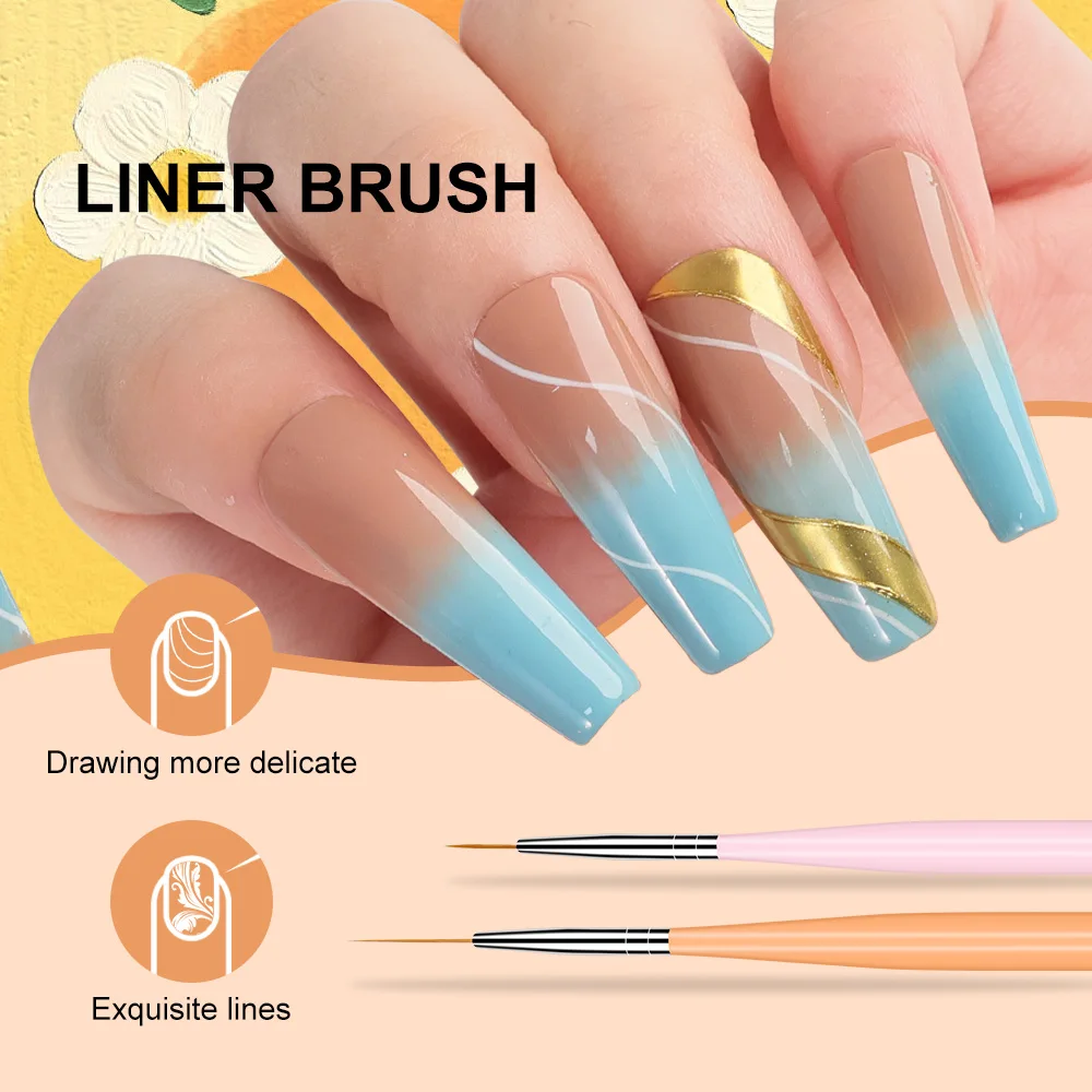 LIMEGIRL 6 Set Macaron Color Nail Brush UV Gel Acrylic DIY Nail Art Uchimura Brush Kit Extended Painting Art Kit Tools