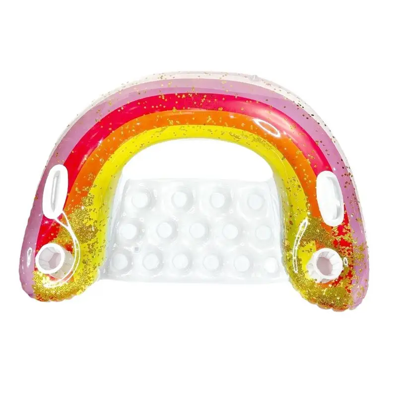 

Радужный бассейн, Плавающий надувной бассейн, диван, плавающий водный плот с пайетками для взрослых, с 2-кубиками и 2 ручками