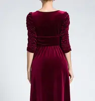 Women Clothing Plus Size Long Dress Velvet Autumn V-Neck  Evening Bridesmaid Party Prom Abayas Muslim kaftan African Maxi Dress - Image 4