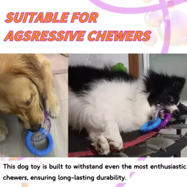Dog Chew Toy TPR Teeth Cleaning Pet Toys For Small Medium Large Dogs Interactive Bite Resistant 3 Ring Tug Dog Toy Pet Supplies 4