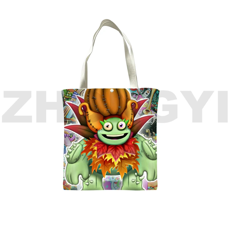 Hot Cartoon My Singing Monsters 3D Shopping Bag Large Game Tote Bag Per Donna Uomo Anime Canvas Bag Borsa Da Supermercato Di Alta Qualità