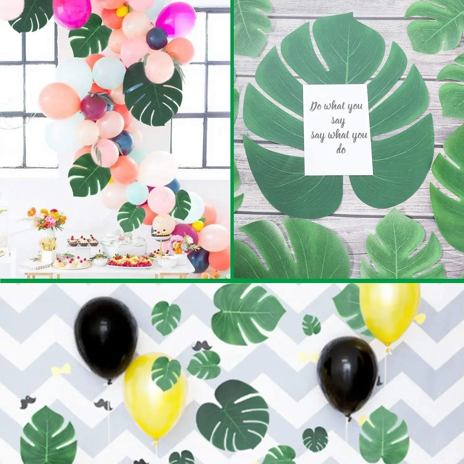 실제와 구분 어려운 사실적인 인공 열대 식물 잎 장식