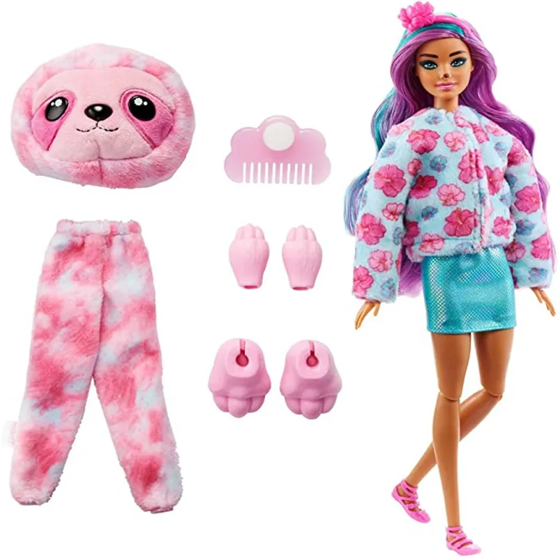 New Barbie Cutie Reveal Fantasy Series Doll With Sloth Plush Costume 10