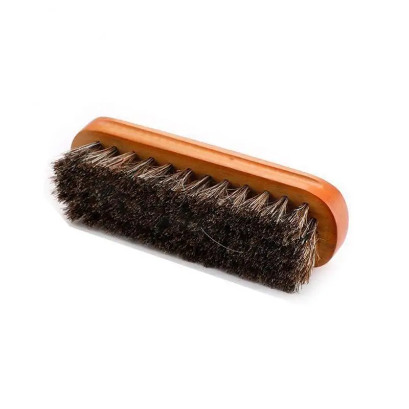 Horsehair Shoe Brush Waxing Black Brown Suede Paint Shoe Cream Polish Boots Leather Finish Effect Care Useful Products shoe brush