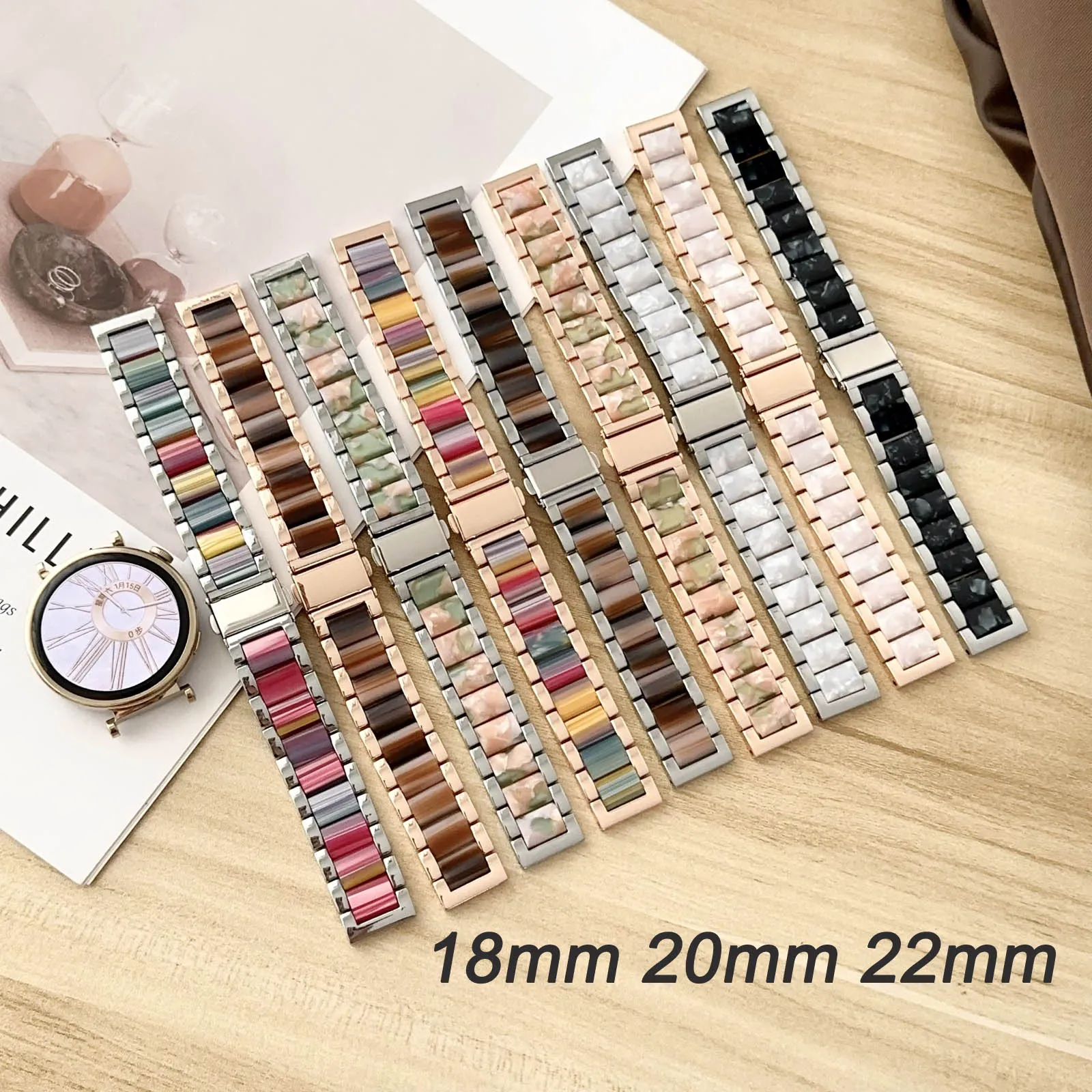 Colorful Resin and Metal Watch Band Strap - Universal Wristband Bracelet