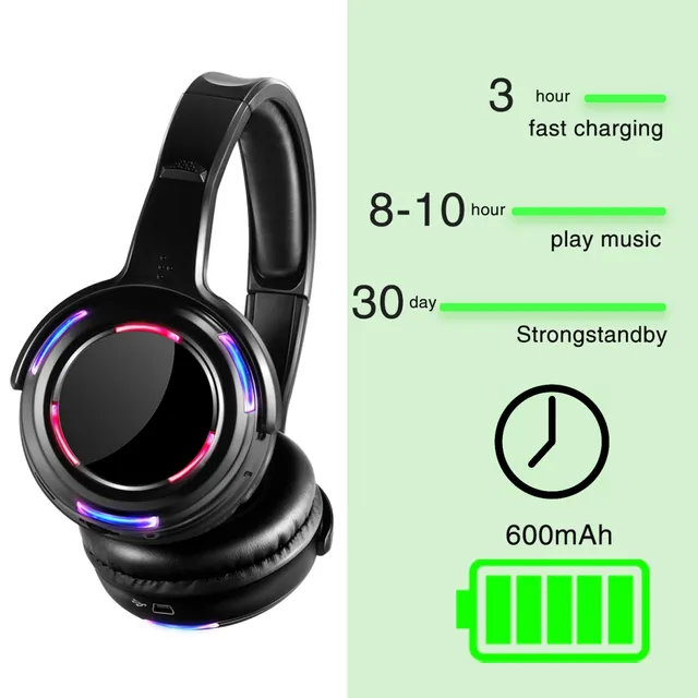 Silent Disco Wireless LED Headphones 6