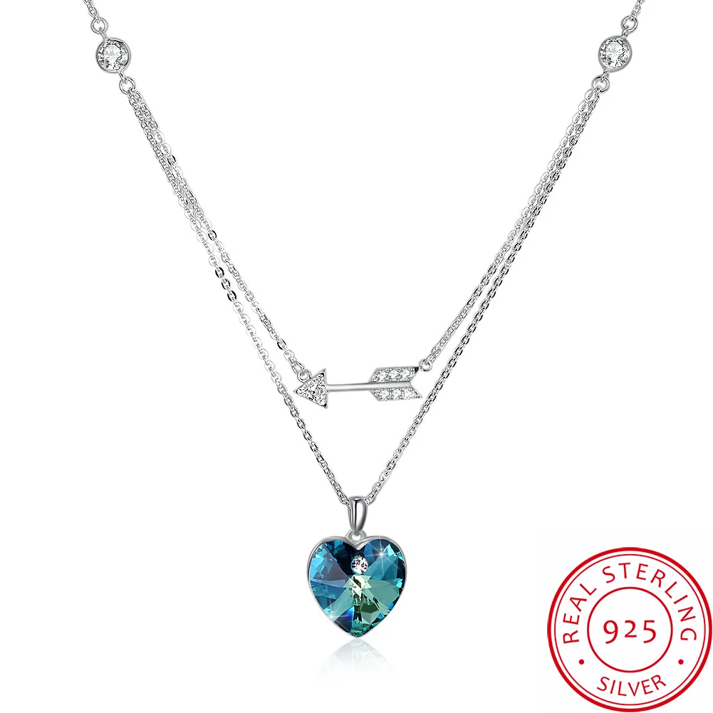 plein Pijl Prediken S925 Sterling Silver Necklace For Women Luxury Jewelry Swarovski Crystal  Necklaces Arrow Of Love Pendant Necklace - Necklaces - AliExpress