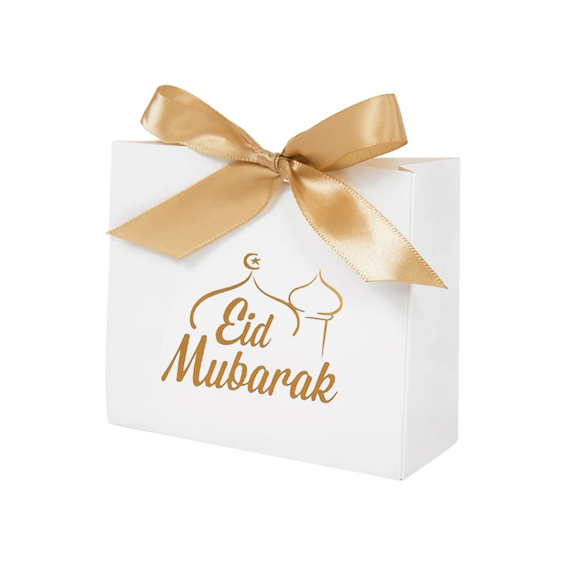 5/10Pcs Eid Mubarak Candy Gift Boxes Ramadan Kareem Cookie Snack Packaging Box Bag 2024 Muslim Islamic Party Decoration Supplies