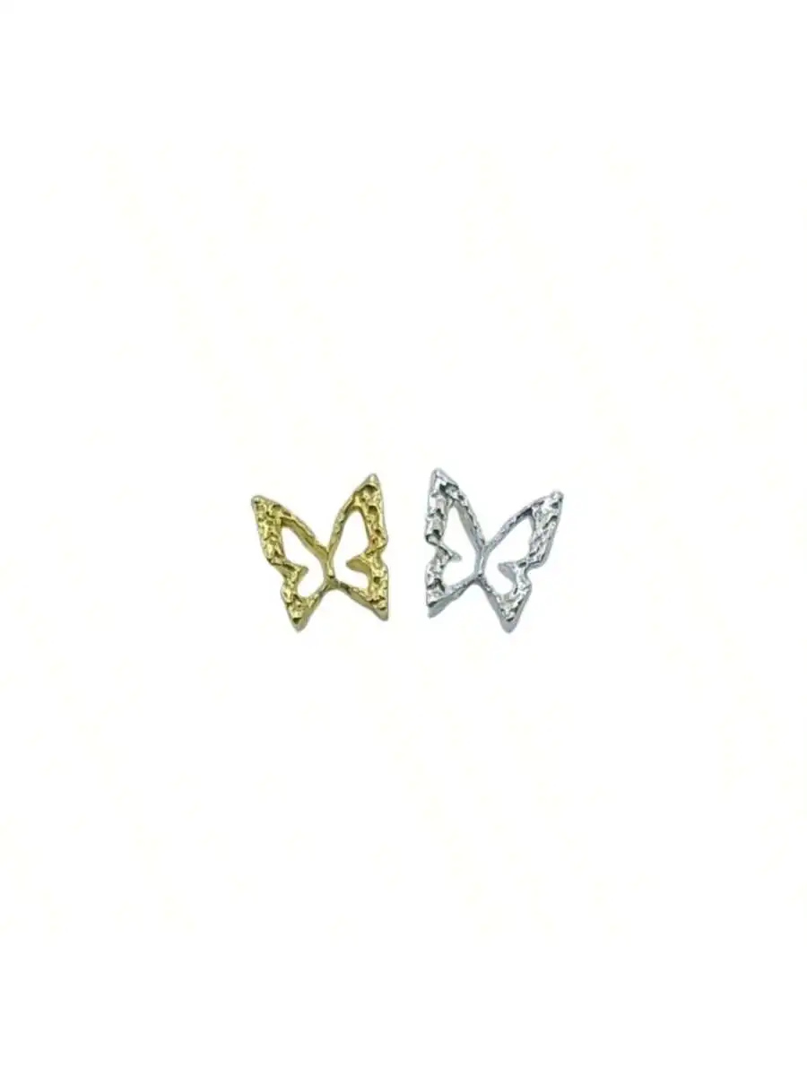 미니 3D 합금 네일 스터드, 혼합 골드 실버, 중공 나비 금속 장식, 네일 아트 장식, 50PCs