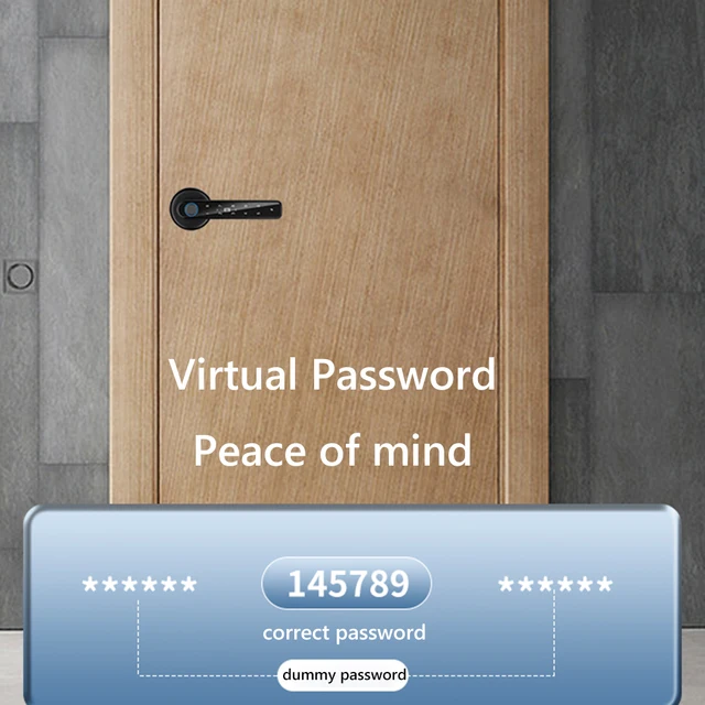 Smart Door Lock Biometric Digital Electronic Door Lock TTLOCK APP Control Type-C Emergency Charge for 3.5-6.5cm Thickness Doors 6