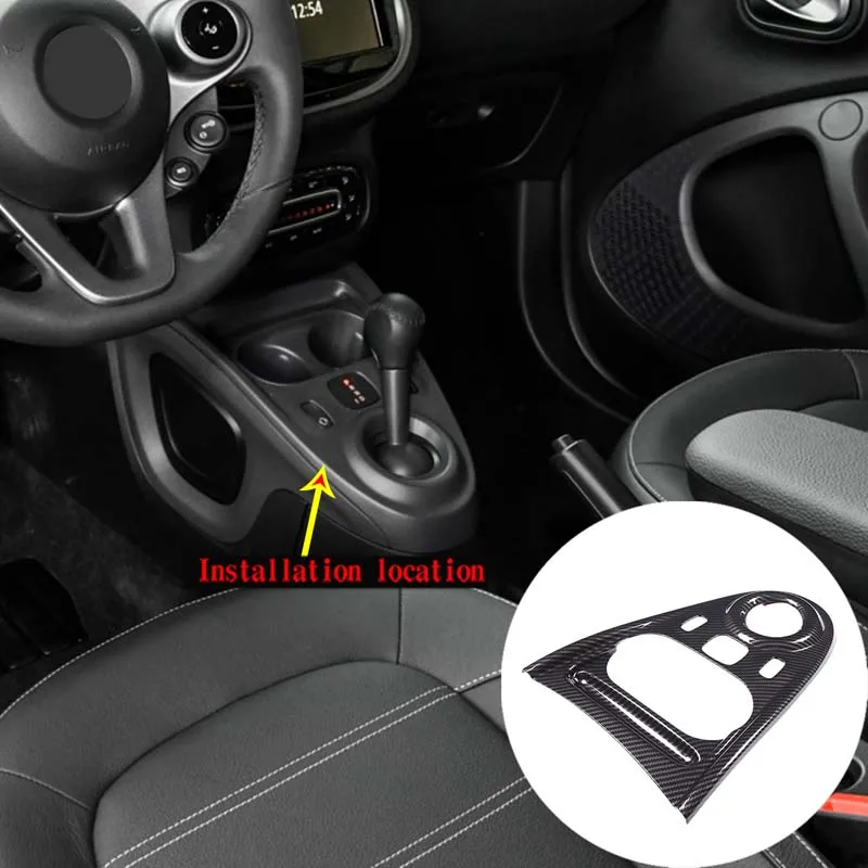 For 2016-2021 Mercedes-Benz smart 453 Fortwo Forfour ABS carbon fiber car styling center control gear panel sticker auto parts image_1