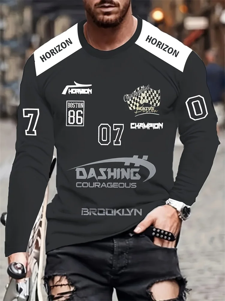 2025 AUTTUMN カットソー 2025 Autumn Fashion Men's Casual Round-neck Long-sleeved T