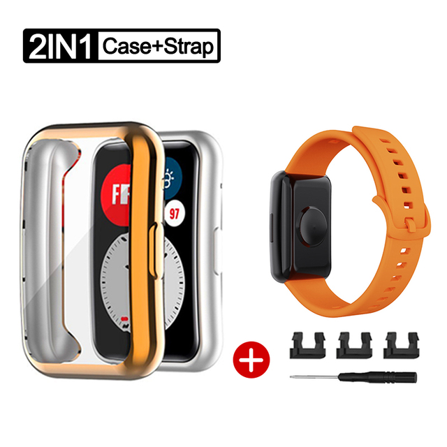 Case+Strap for Huawei Watch Fit watch Accessories Bumper All-Around Screen Protector Case Cover With Wristband Bracelet