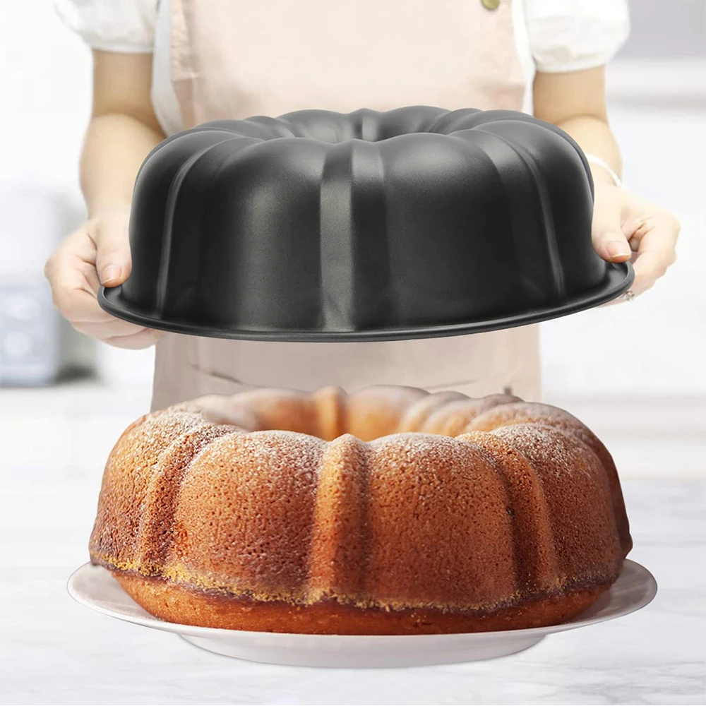 Fluted Tube Cake Pans Non-Stick Large Bundt Pan For Baking Carbon