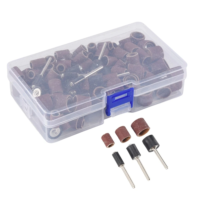 

New 132 Pieces Drum Sander Set With Free Box Including 120 Pieces Nail Sanding Band Sleeves And 12 Pieces Drum Mandrels For Drem