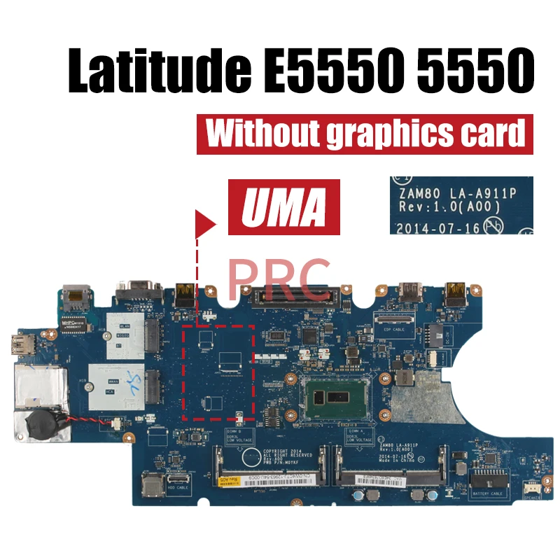 Placa-mãe Portátil para Dell Latitude E5550 La-a911p La-a913p 0h89gr 0m5hv7 0w4ctj 0dwvyv 099nch 0mtn7p Notebook Mainboard - Imagem 5