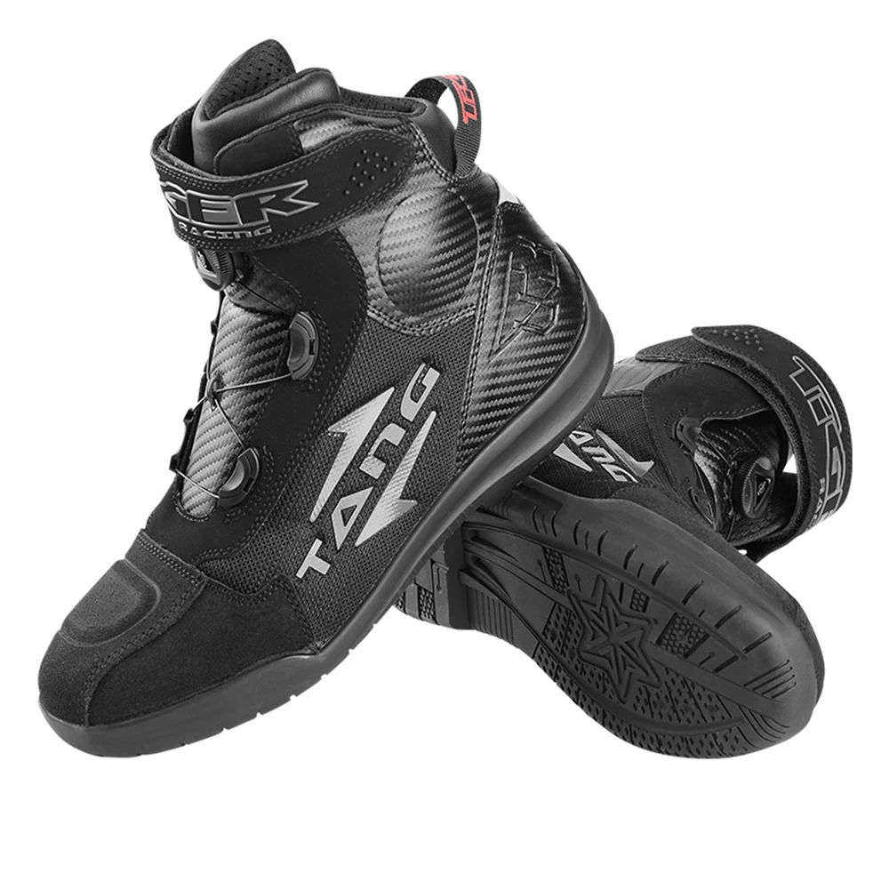 

Motocross Boots Summer Road Cycling ShoesRetro Black Enduro Motorcycle Boot Portability Knight Shoes Non-slip Motorbike Shoes