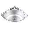 RV Kitchen Bathroom Sink Wall Mount Single Bowl Strainer+Down Pipe Stainless Steel Triangle Corner Sink Basin 5