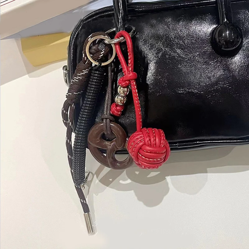 Korean Style Bread Bag Pendant Autumn-Winter Keychain Ornament Braided Rope Bag Pendant Alkali Water Bound Bread Multifunction