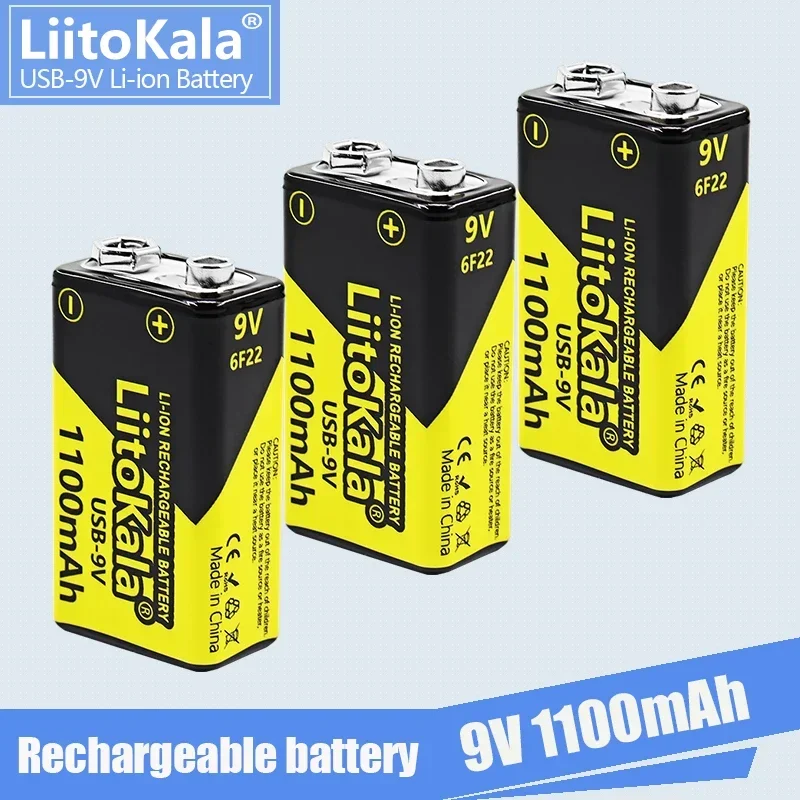 

4-32pcs 9V 1100mAh Li-ion Rechargeable Battery Crown Type-C USB 6F22 Battery for RC Helicopter Model Metal Detector Microphone