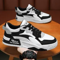 2023 Autumn New Men's Shoes Breathable Canva Trendy Versatile White Casual Sports Shoes Thick Base Board Shoes Trendy Shoes