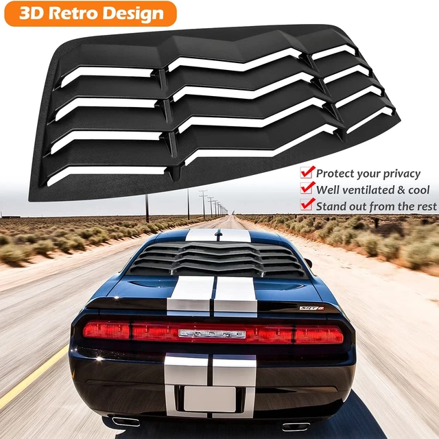  Rear and Side Window Louver Set for Dodge Challenger 2008-2023  Windshield Sunshade Scoop Cover in GT Lambo Style ABS Matte Black Custom  Fit : Automotive