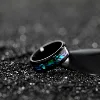 Bagues en titane et acier pour hommes, couleur violette, incrustation de coquille d'ormeau colorée, anneaux en acier inoxydable pour hommes, bijoux de mariage